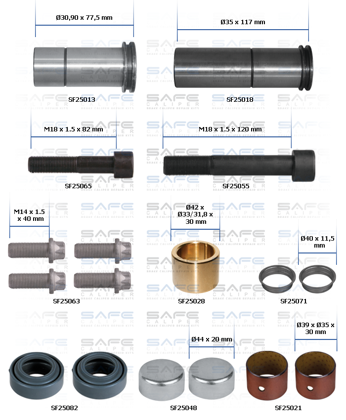Caliper Guides & Seals Repair Kit